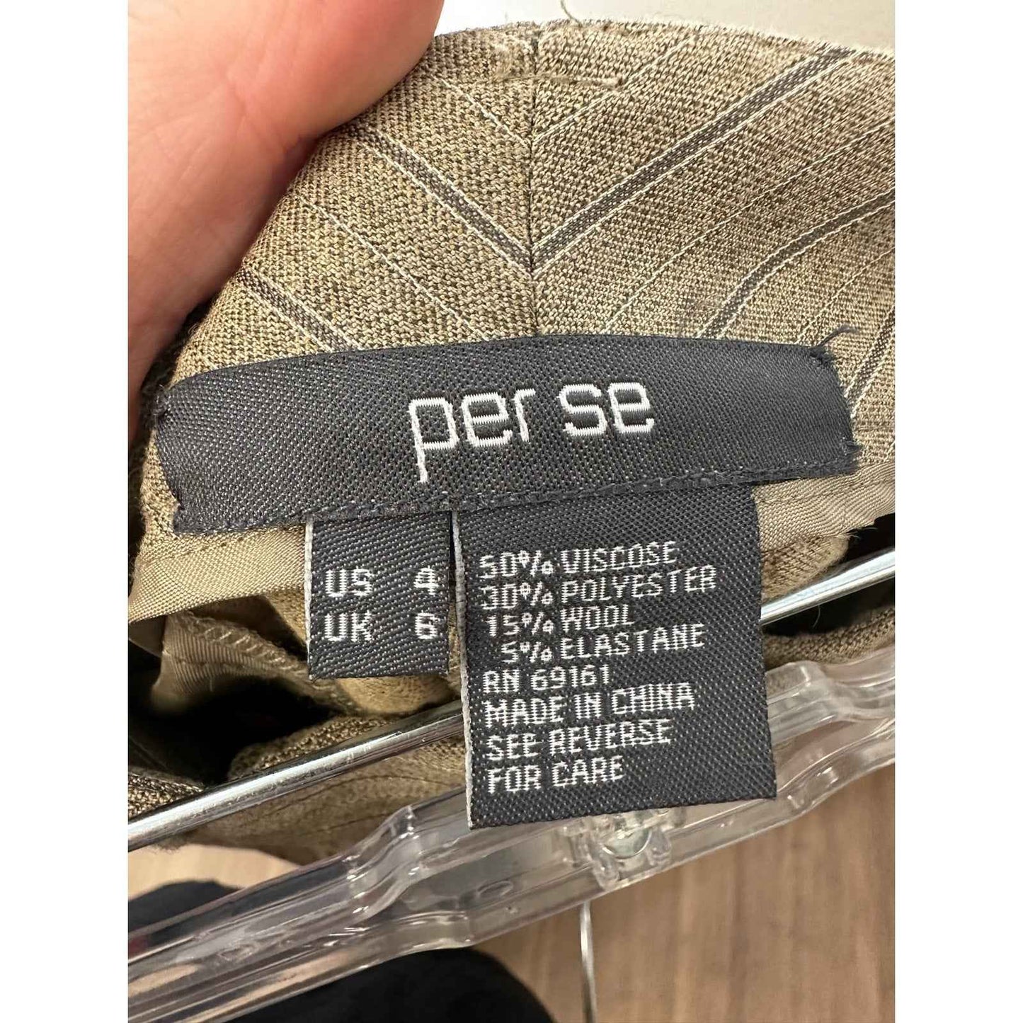 Per Se Brown Striped Straight Leg Cuffed Dress Pants Sz 4