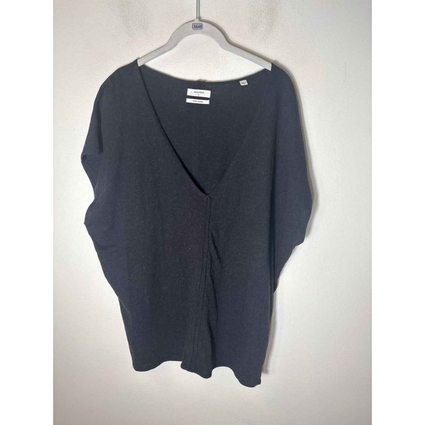Billy Reid Black Cap Sleeve V-Neck Top Sz L