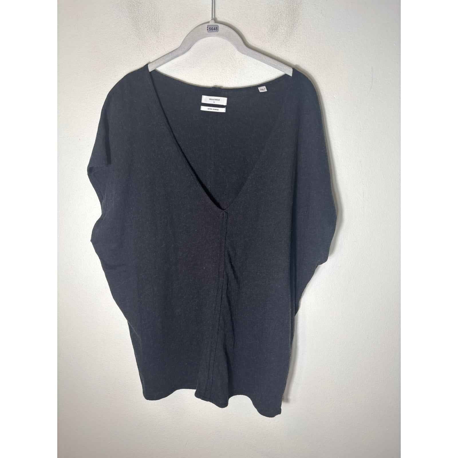 Billy Reid Black Cap Sleeve V-Neck Top Sz L