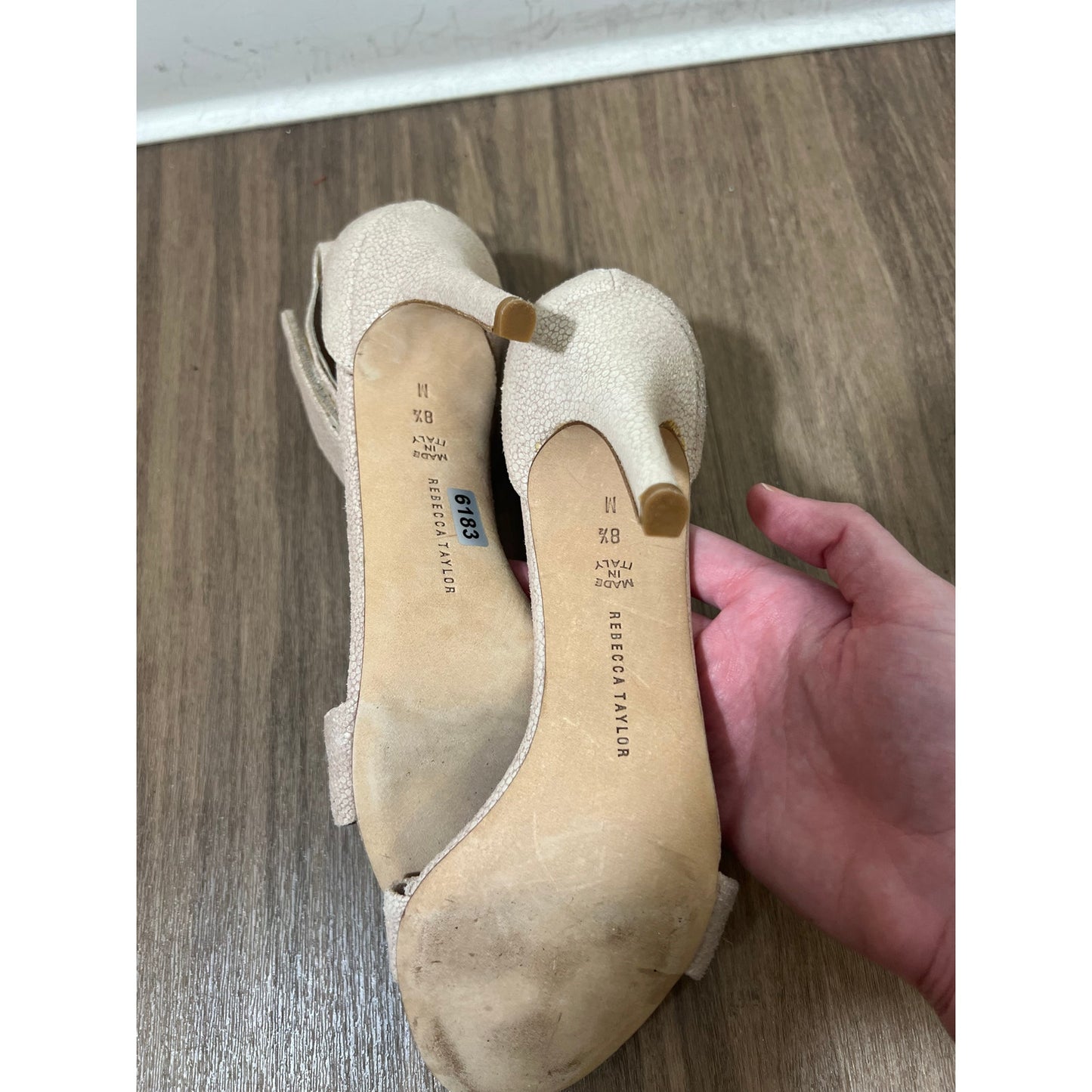 Rebecca Taylor Pebbled Leather Nude Heels Sz 8.5