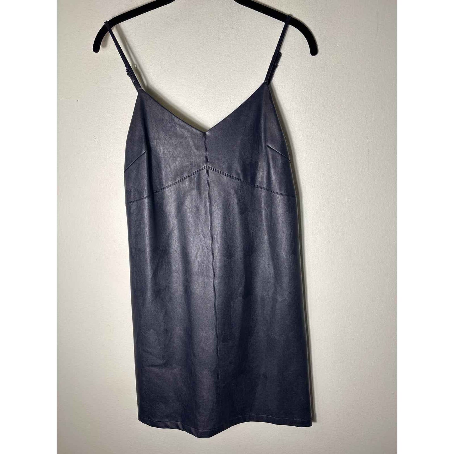 Sugar Lips Black Vegan Leather Mini Dress Sz S