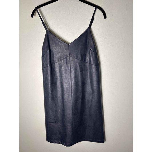 Sugar Lips Black Vegan Leather Mini Dress Sz S