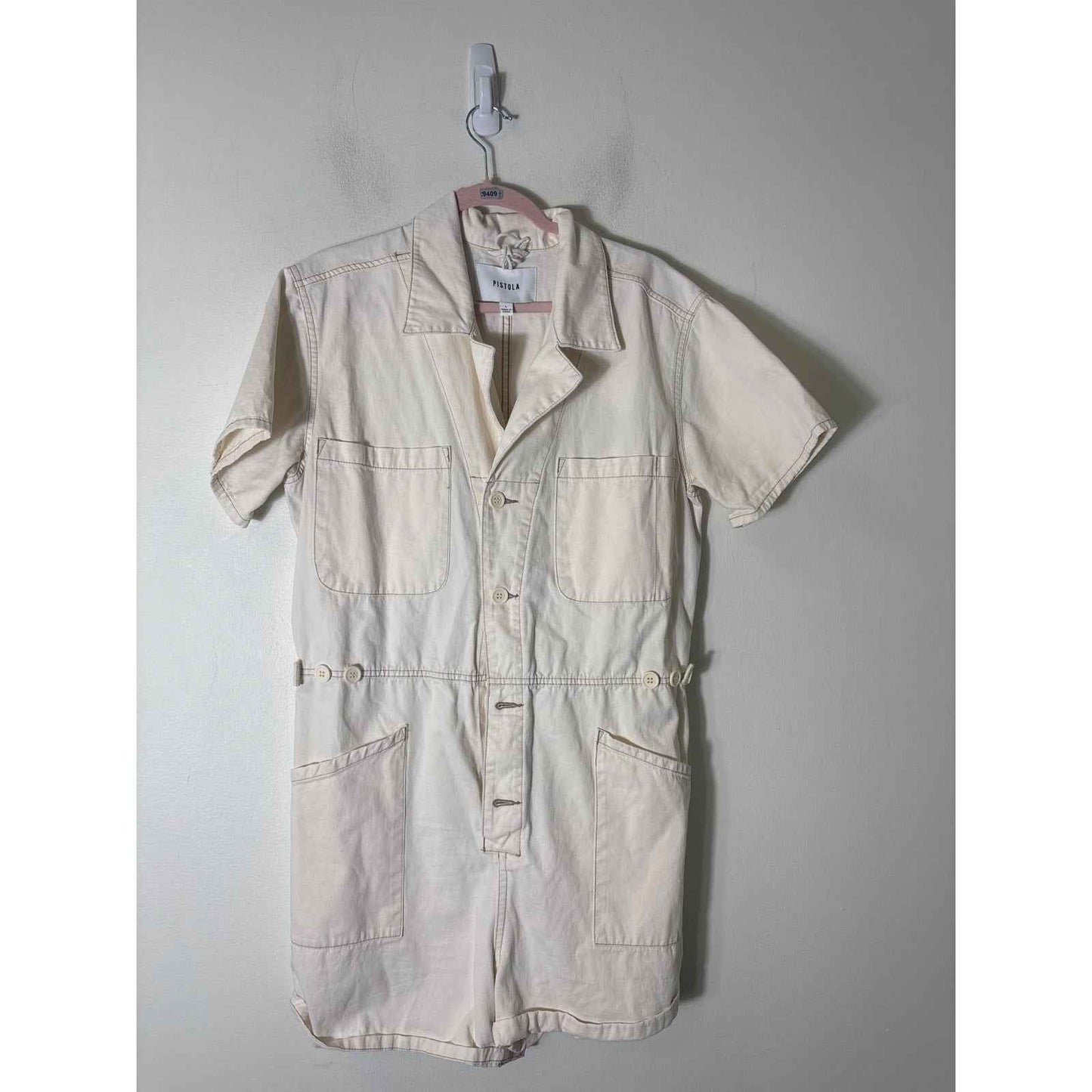 New Pistola Cream Stitched Romper Sz L