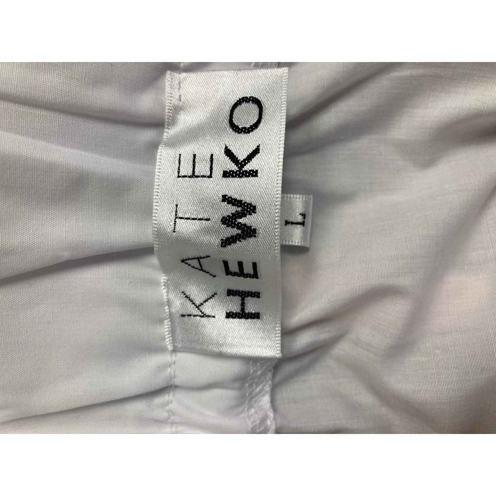 Kate Hewko White Cotton/Poly Sleeveless Ruffle Collar Top Sz L