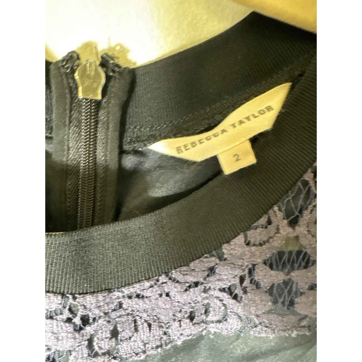 Rebecca Taylor Dark Purple Lace Half Sleeve Top Sz 2