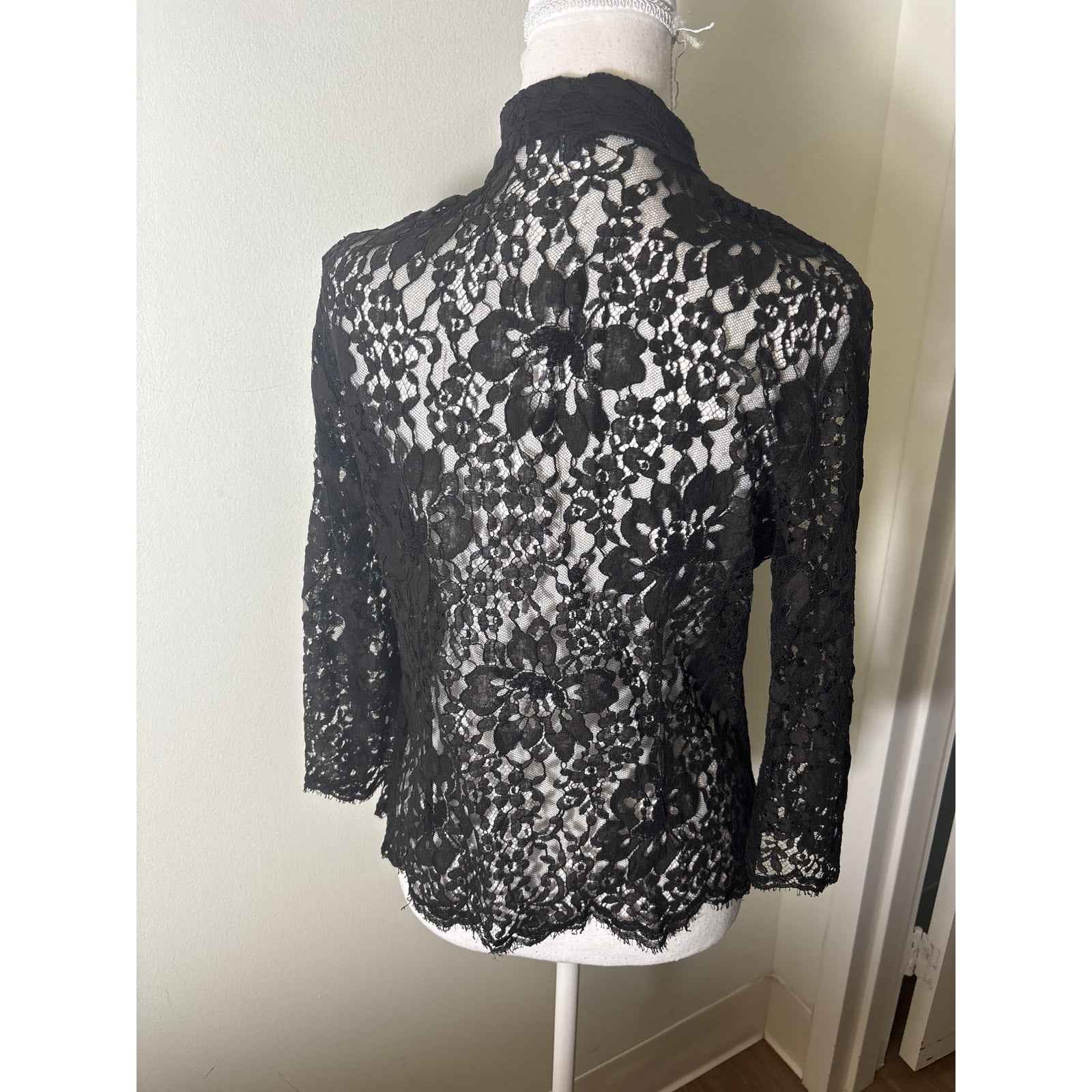 Burberrry Black Lace 3/4 SLeeve Top Sz UK14