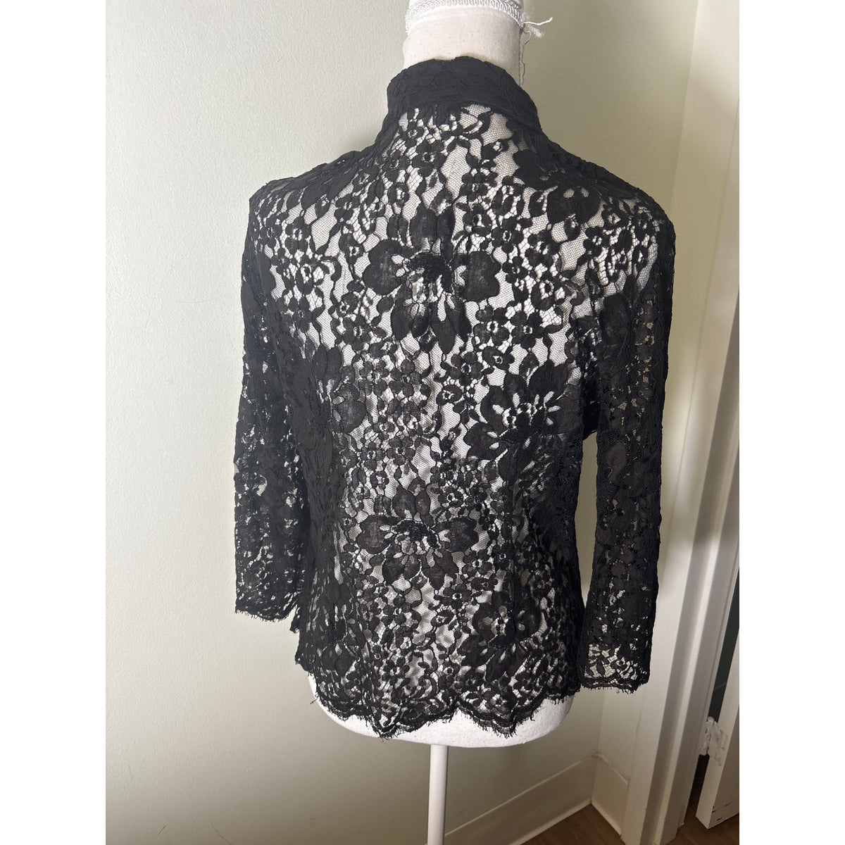 Burberry Black Lace 3/4 SLeeve Top Sz UK14