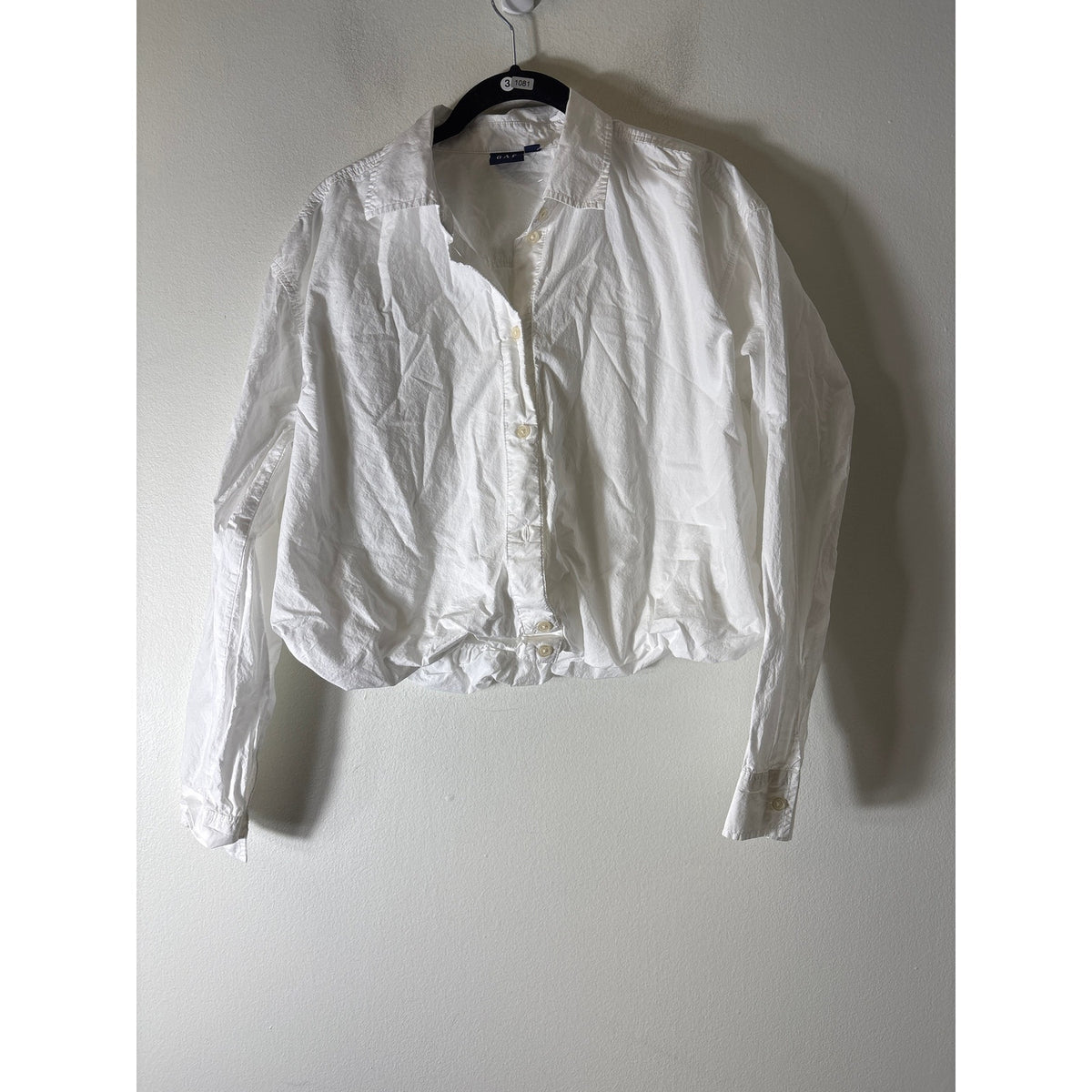Gap White Bubble Hem Button Up Shirt Sz S