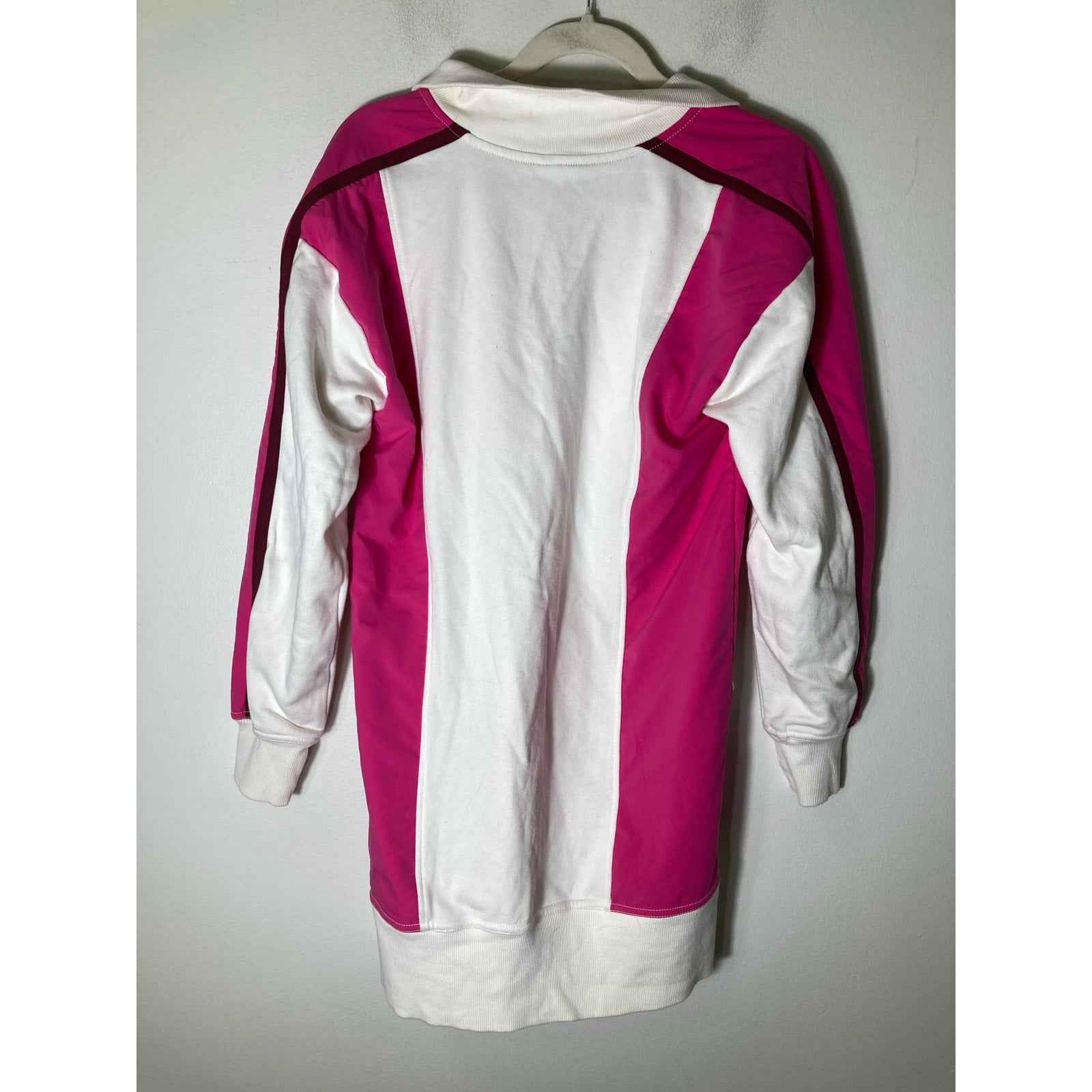 Daily Practiuce Off White Hot Pink Long Sleeve Quarter Zip Mini Dress Sz S