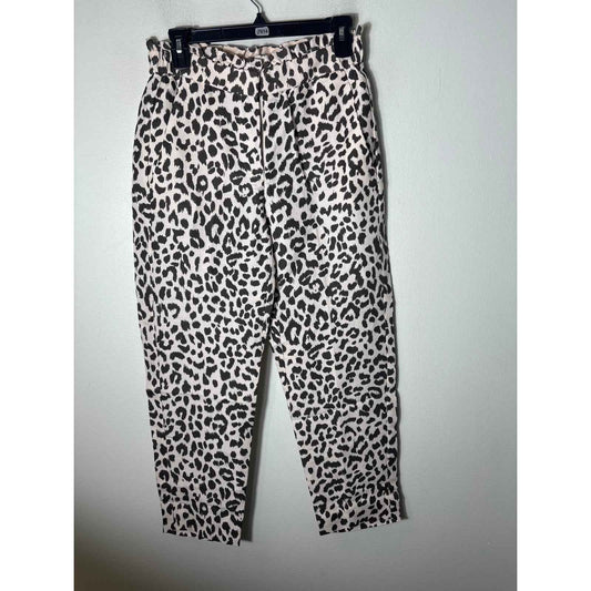 J. Crew Cream and Brown Cheetah Print Slacks Sz 2