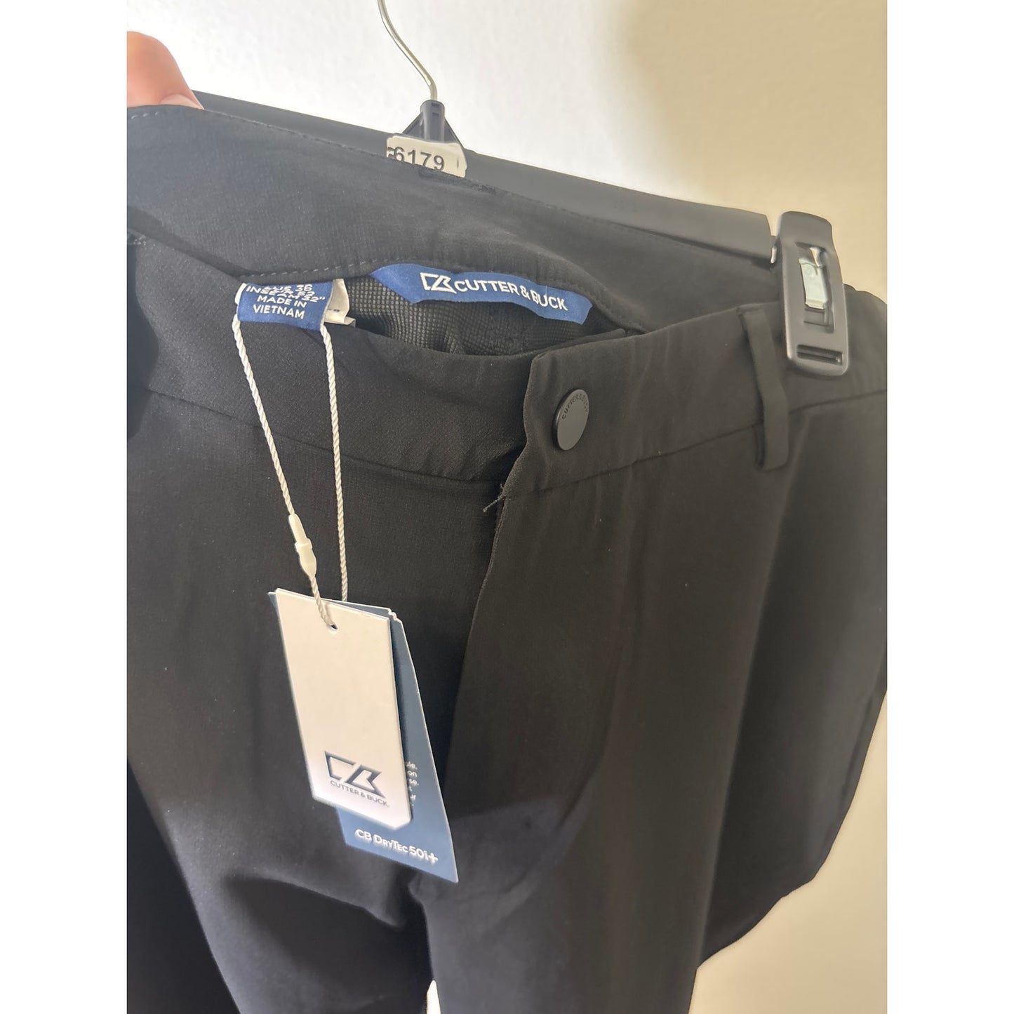 NWT Mens Cutter & Buck Black Bainbridge Sport Technical Every Day Pant Sz 36/32