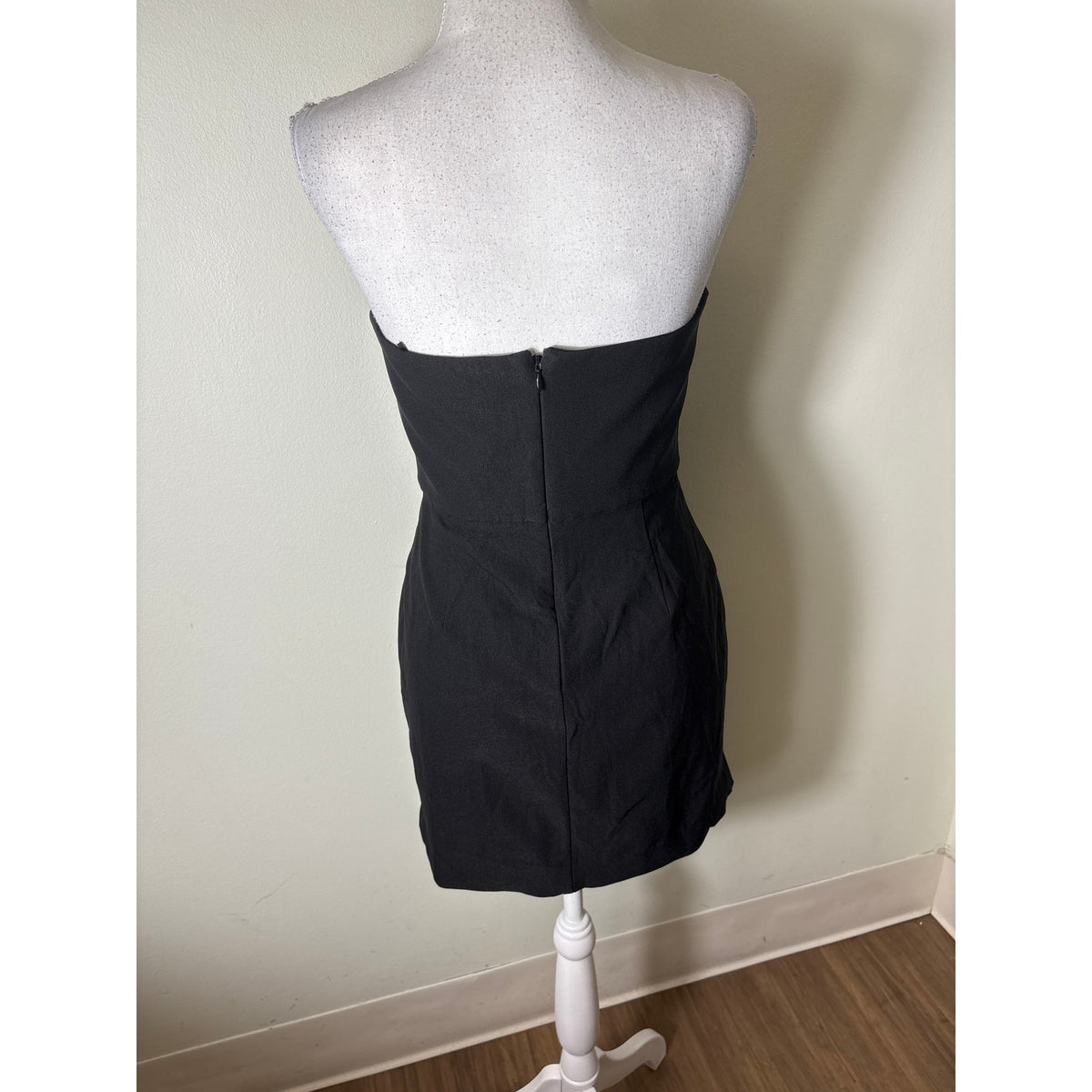Michael Costello x Revolve Black With Nude Mesh Inset Mini Dress Sz s
