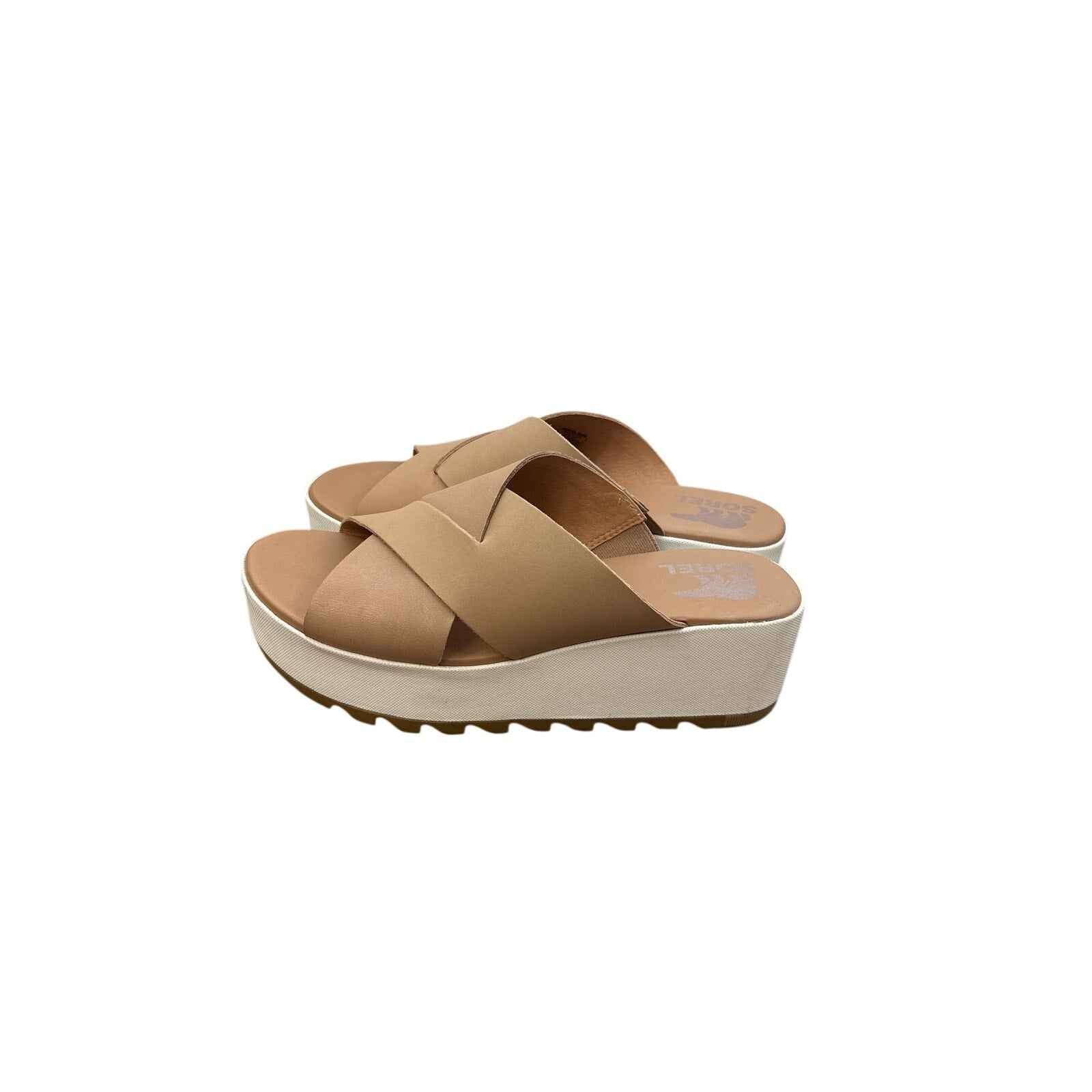 Sorel Tan Criss Cross Wedges Sz 8.5
