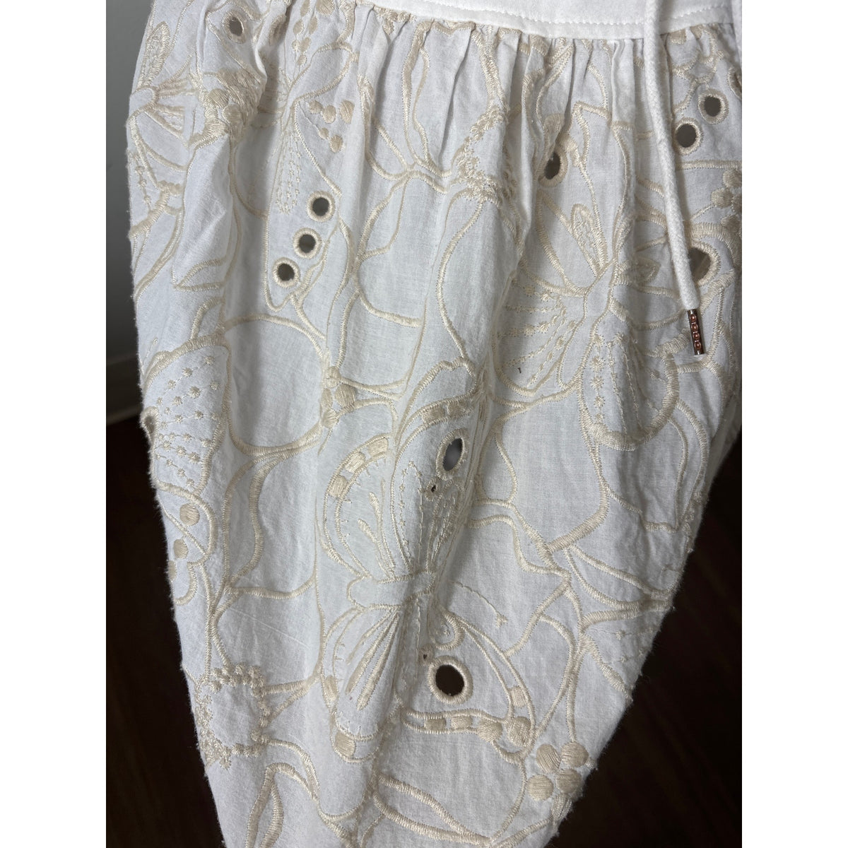 SeeBY Chloe White Cap Sleeve Mixed Media Knee Length Dress Sz 8