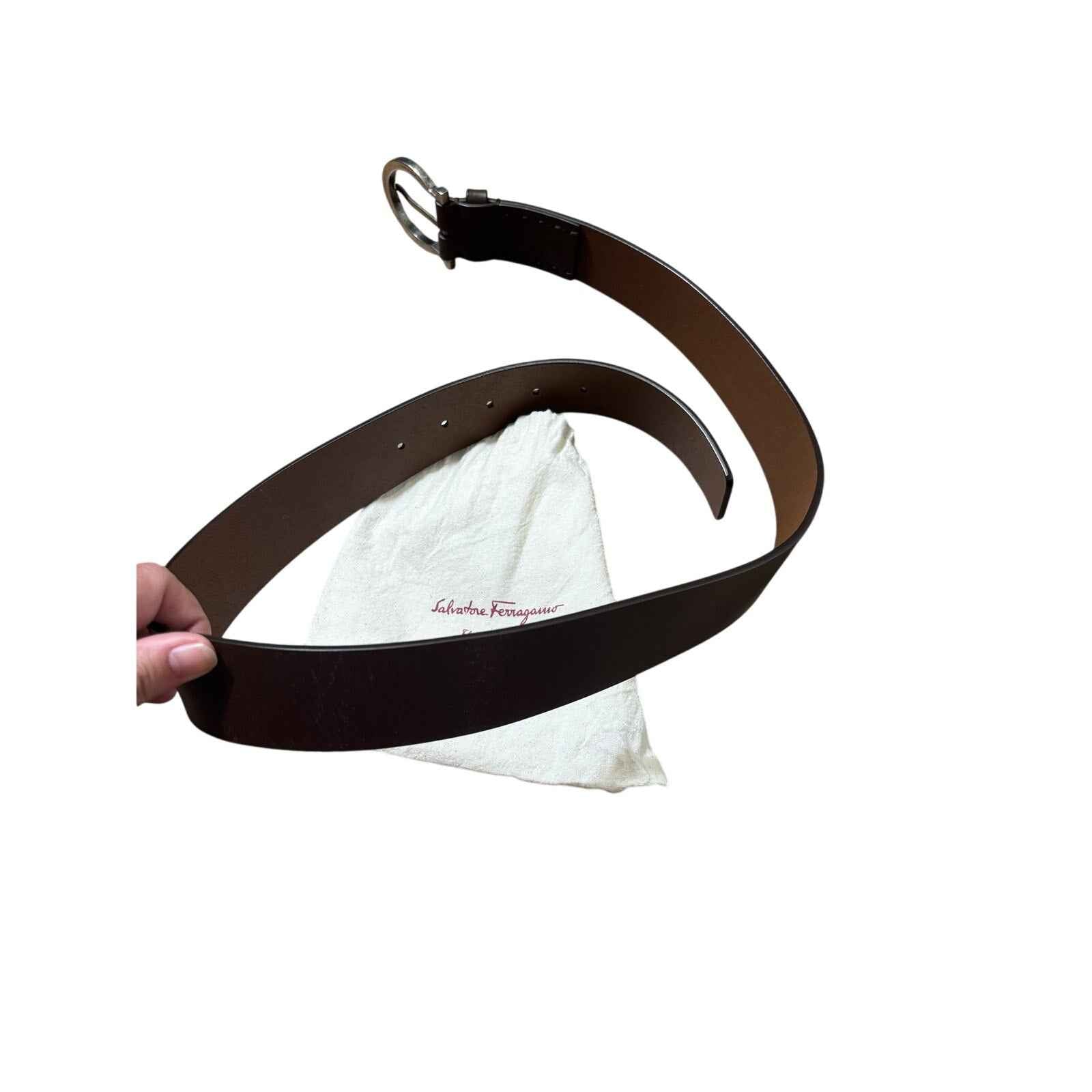 Men's Salvatore Ferragamo Brown Leather Belt Sz 35