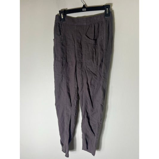 Cynthia Rowley Gray Linen Elastic Waist Loose Fit Pants SZ S