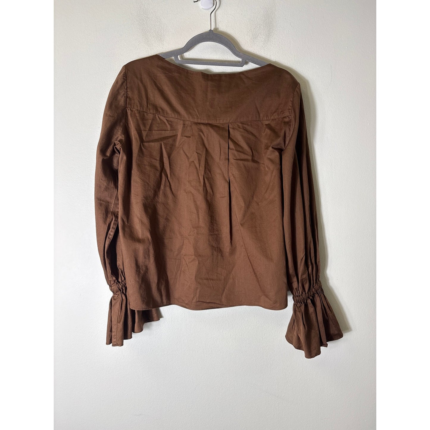Something Navy Brown Long sleeve  Cotton Shirt Sz S