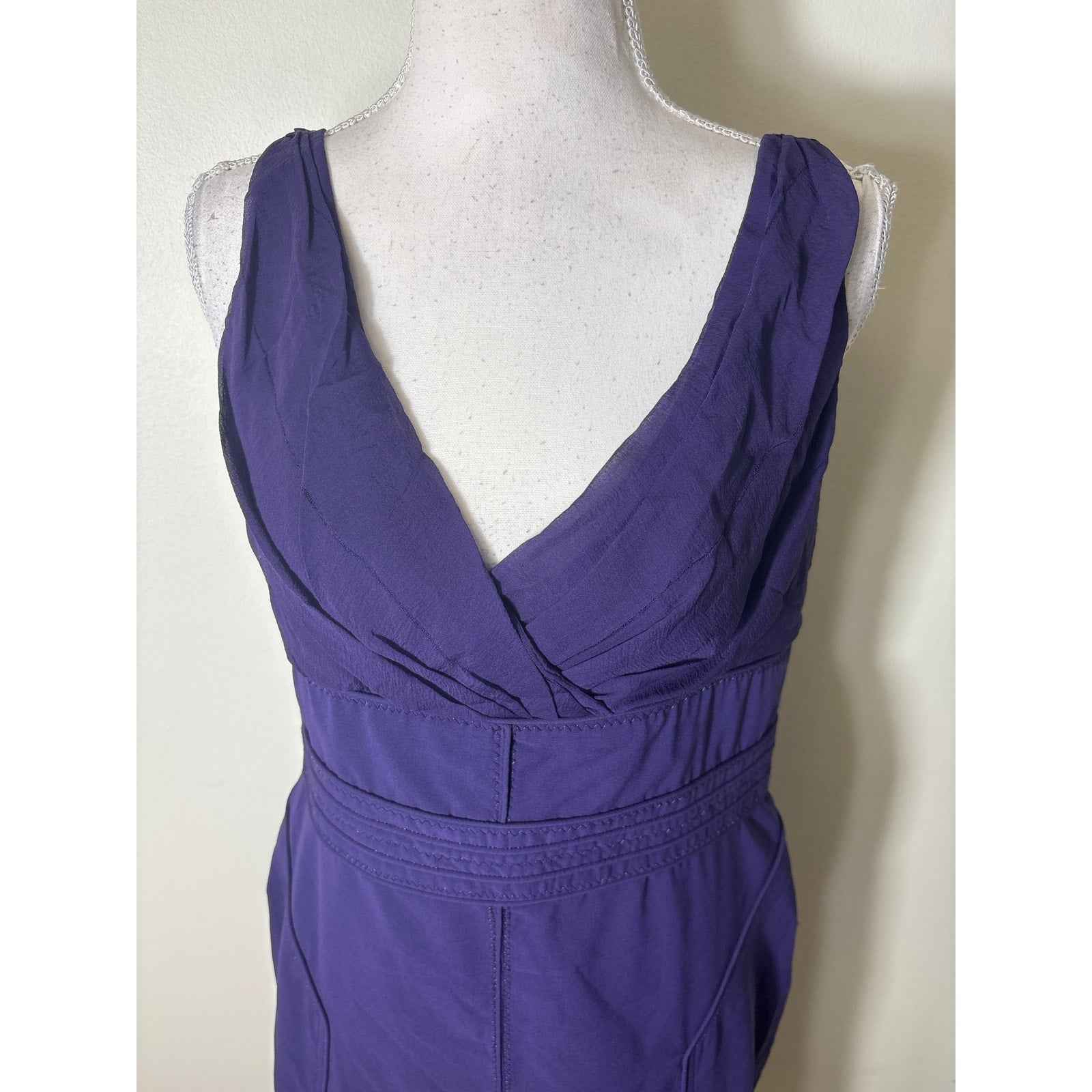 Zac Posen Dark Purple Sleeveless V-Neck Knee Length Dress Sz 12