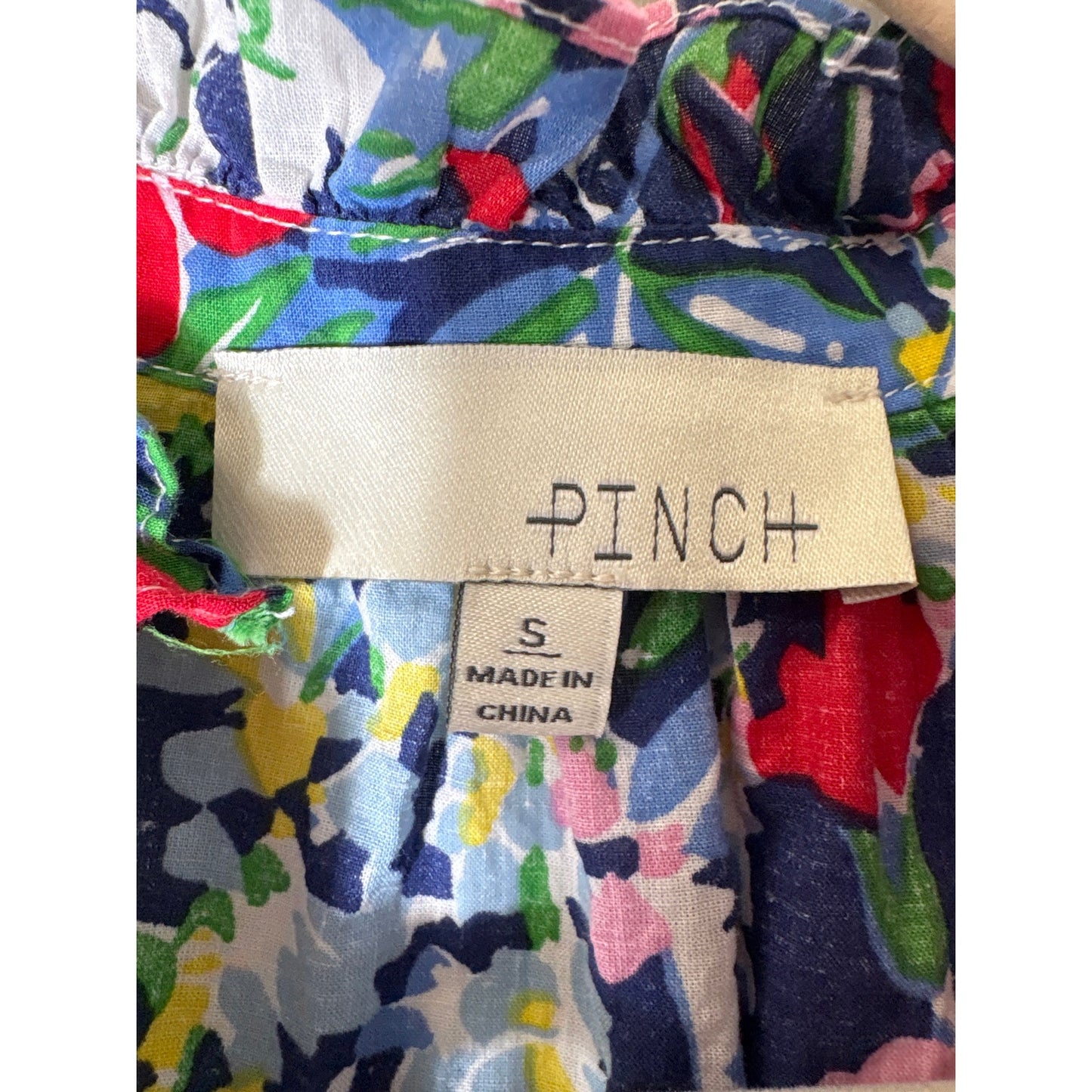 PINCH Multicolor Floral Flutter Sleeve Cotton Knee Length Dress Sz S