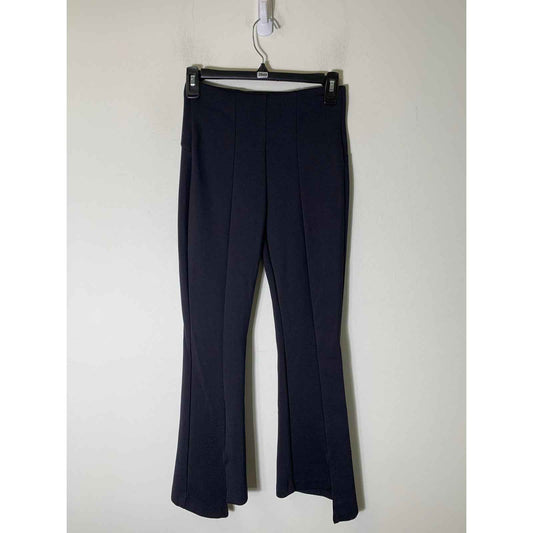 ONA Black Pull On Flare Leg Pants with Asymetrical Hem at Ankles Sz S