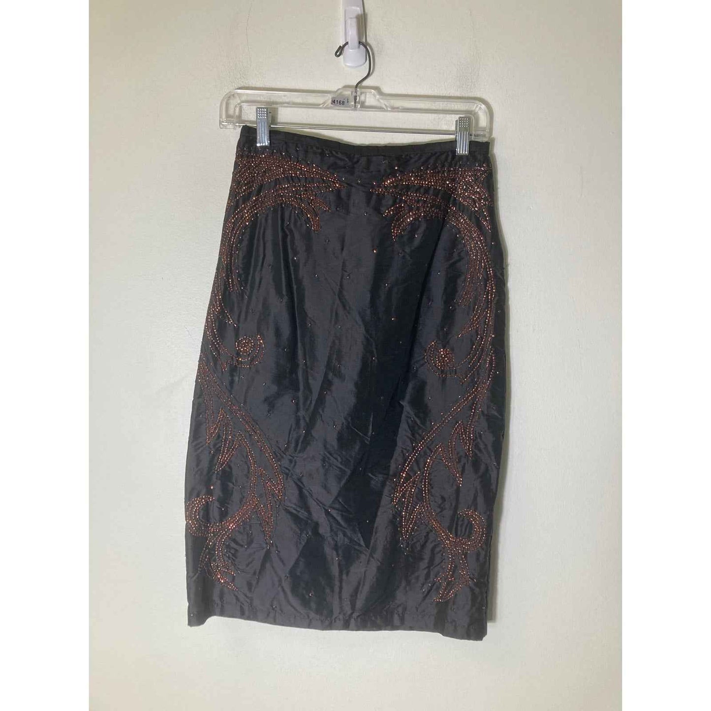 French Connection Black Silk Pencil Midi skirt Sz 4