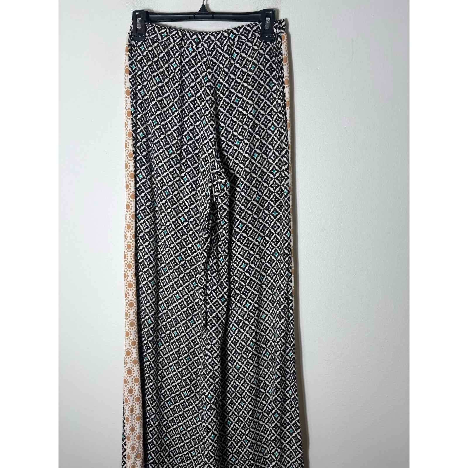 Ella Moss Black/White/Tan Geometric Palazzo Pants Sz XS
