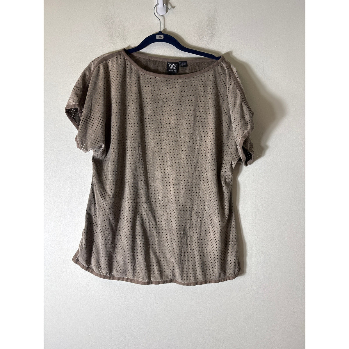 Worth Brown Laser Cut Faux Suede Shirt Sz S