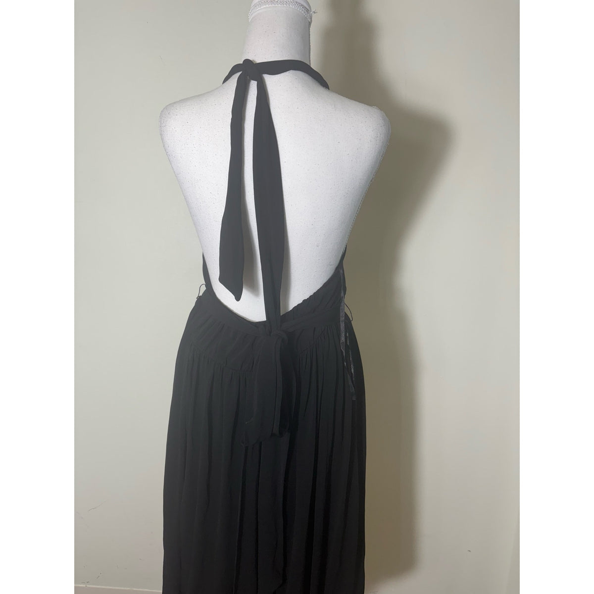 BCBG Black Backless Halter Midi Dress Sz M