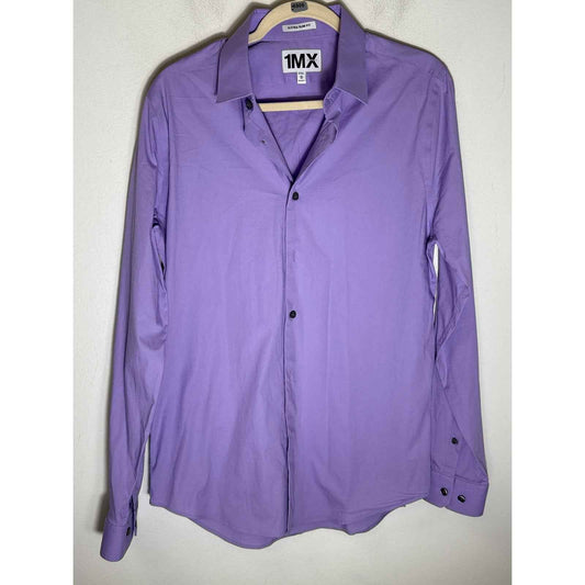 Men's 1MX Purple Extra Slim Fit Button Down Dress Shirt Sz 15-15.5  (M)