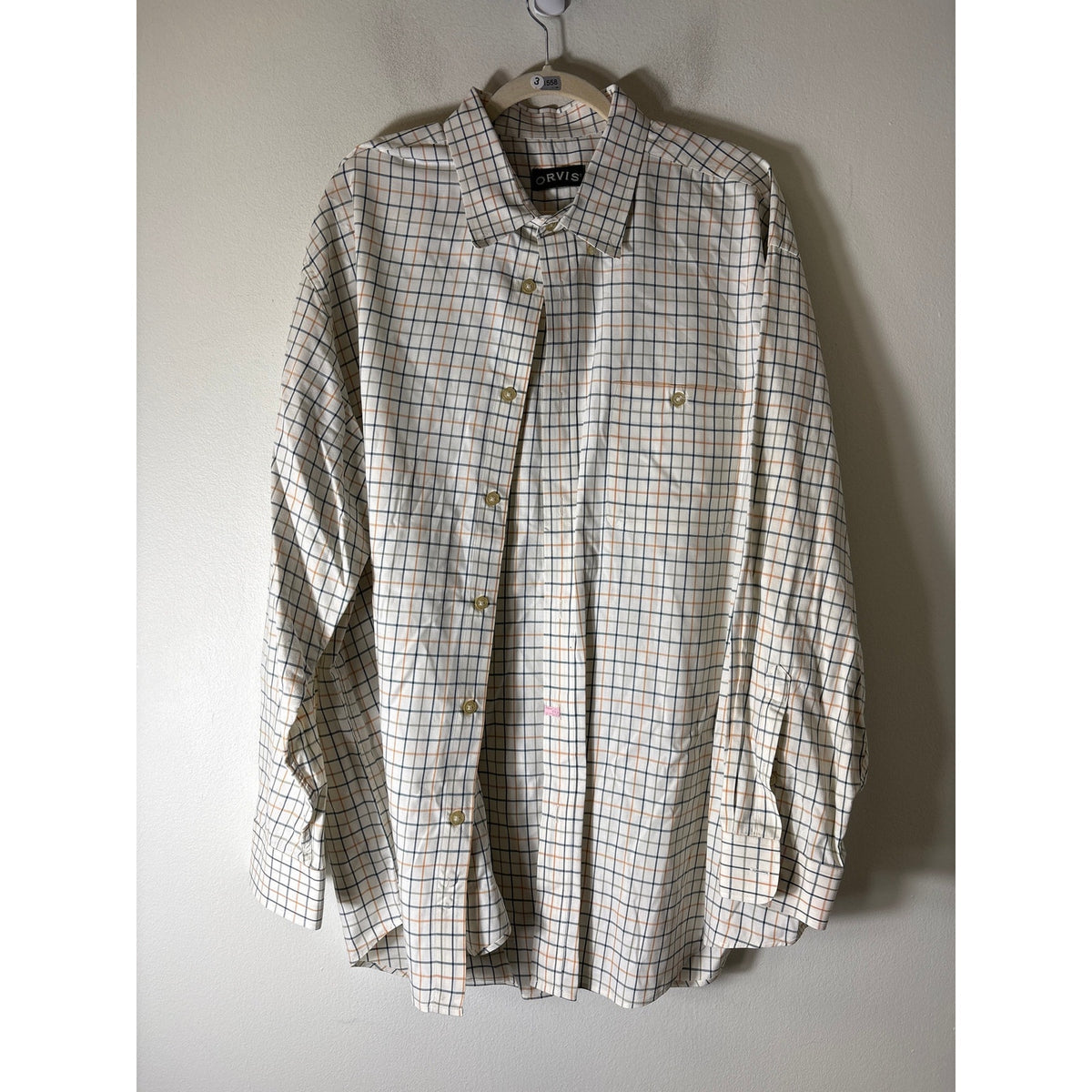 Orvis Orange and Green Plaid Button up Shirt Sz XXL