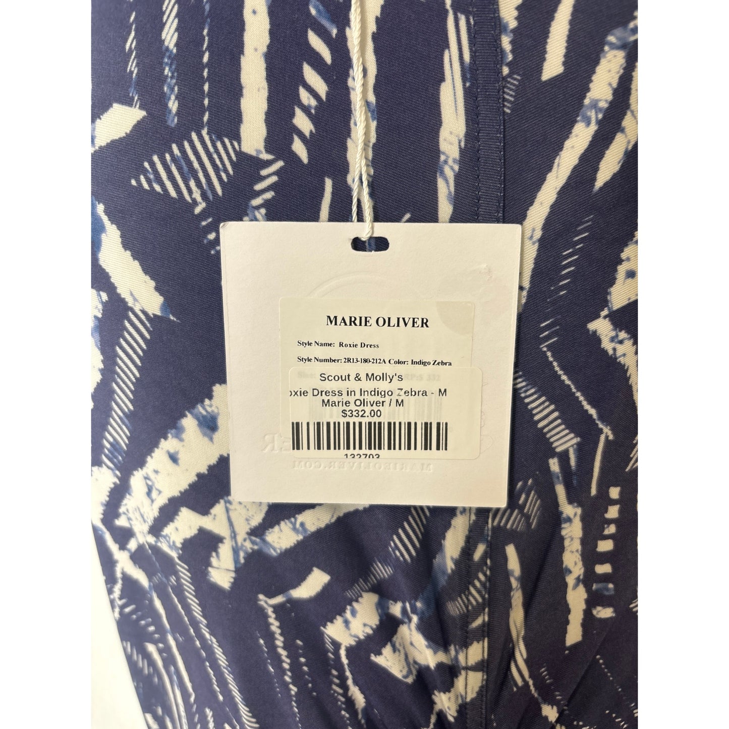 NWT Marie Oliver Roxie Indigo Zebra Dress Sz M
