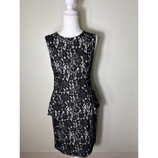 Shoshanna White Black Lace Peplum Dress Size 4