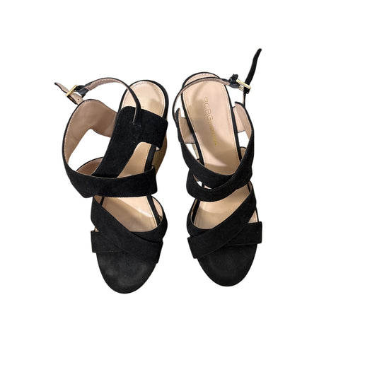 BCBG Black Criss Cross Sandal Jaida Wedges Sz 8