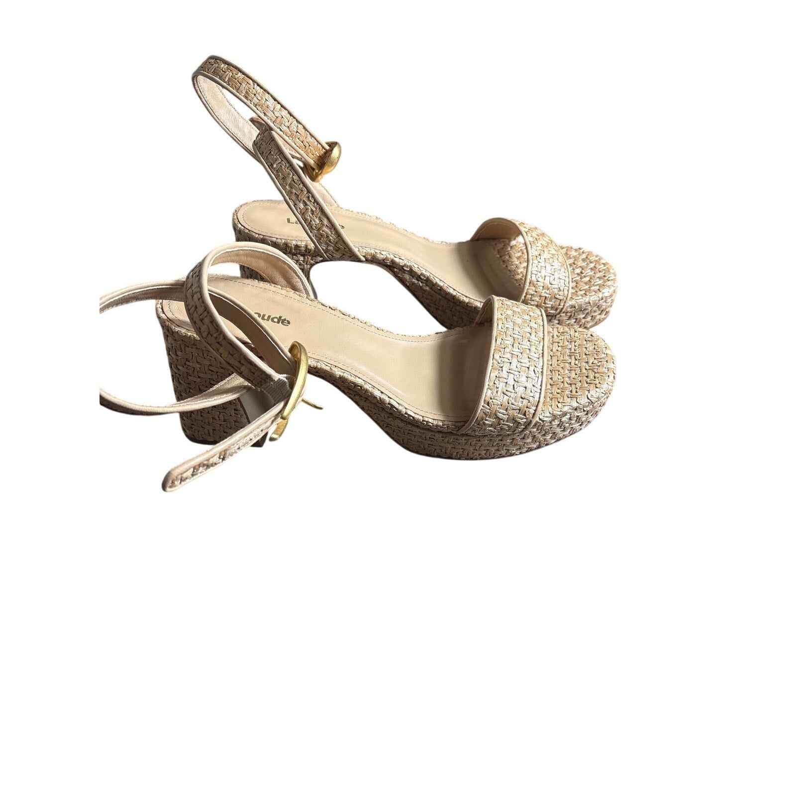 Larroude Woven Heel Sandals Sz 8.5