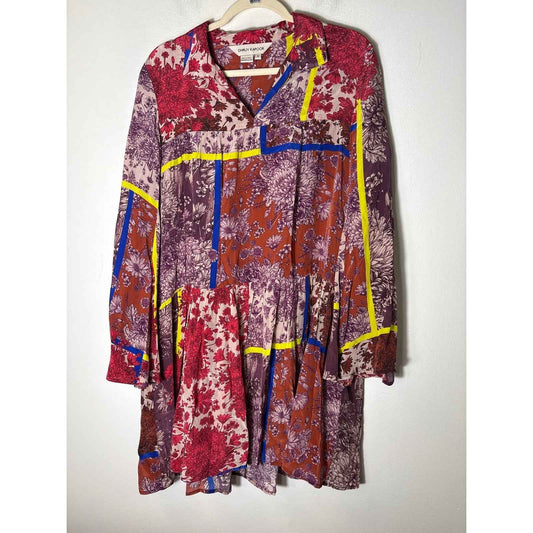DHRUV KAPOOR Long Sleeve Patchwork mini Dress Sz S