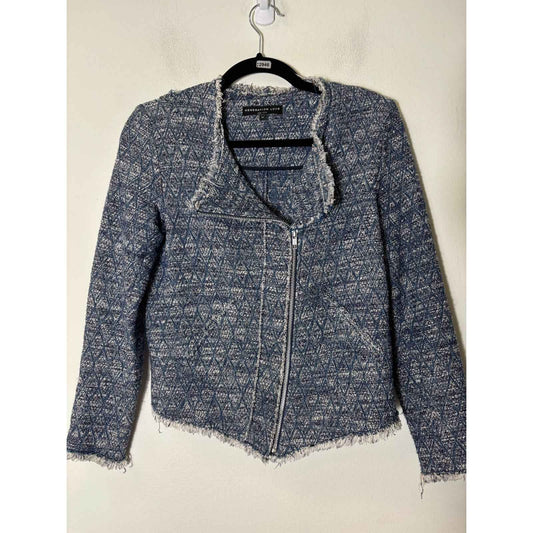 Generation Love Blue Long Sleeve Tweed Zip Up Jacket Sz XS