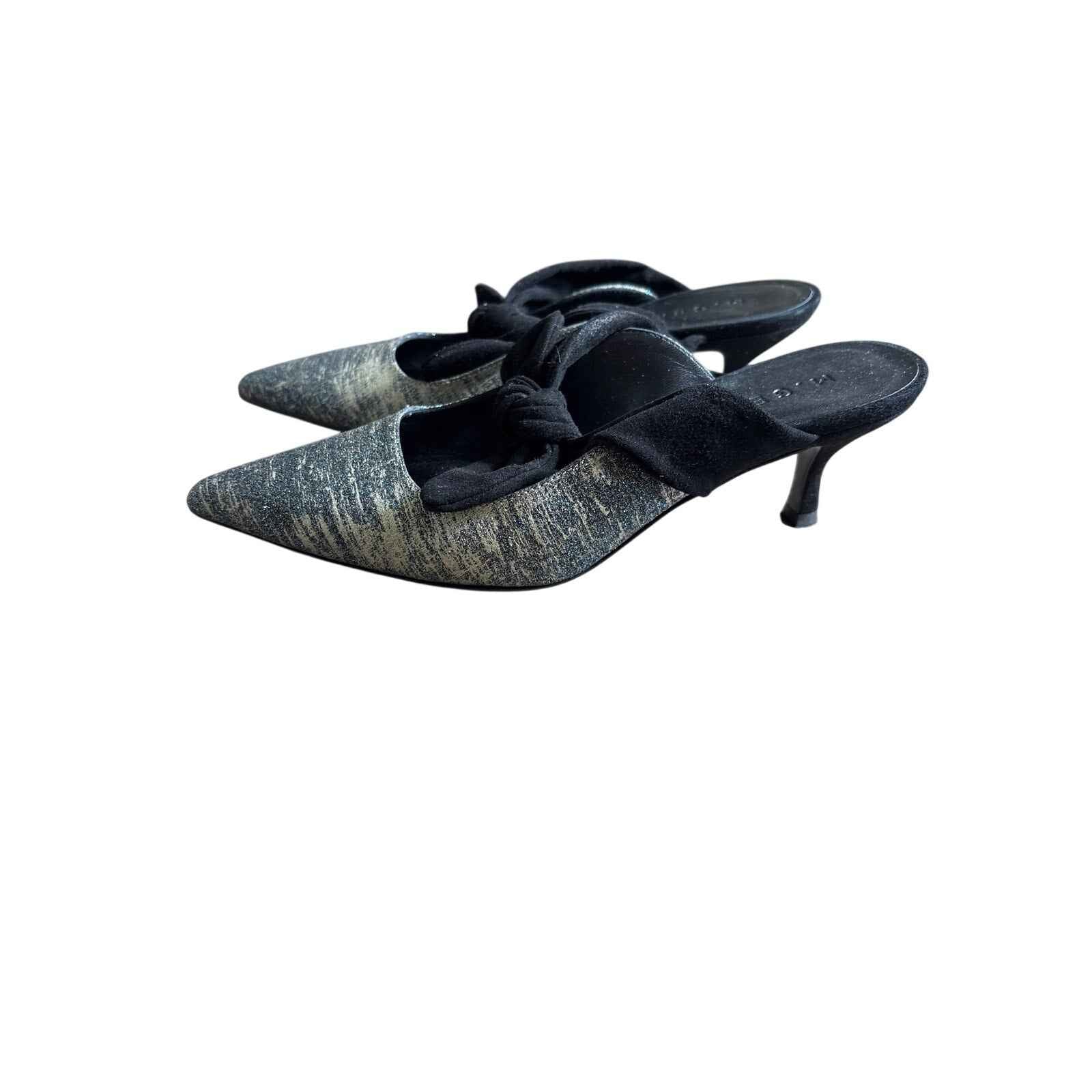 M.Gemi Black/Multi Color Glittery Kitten Heels Sz 37.5