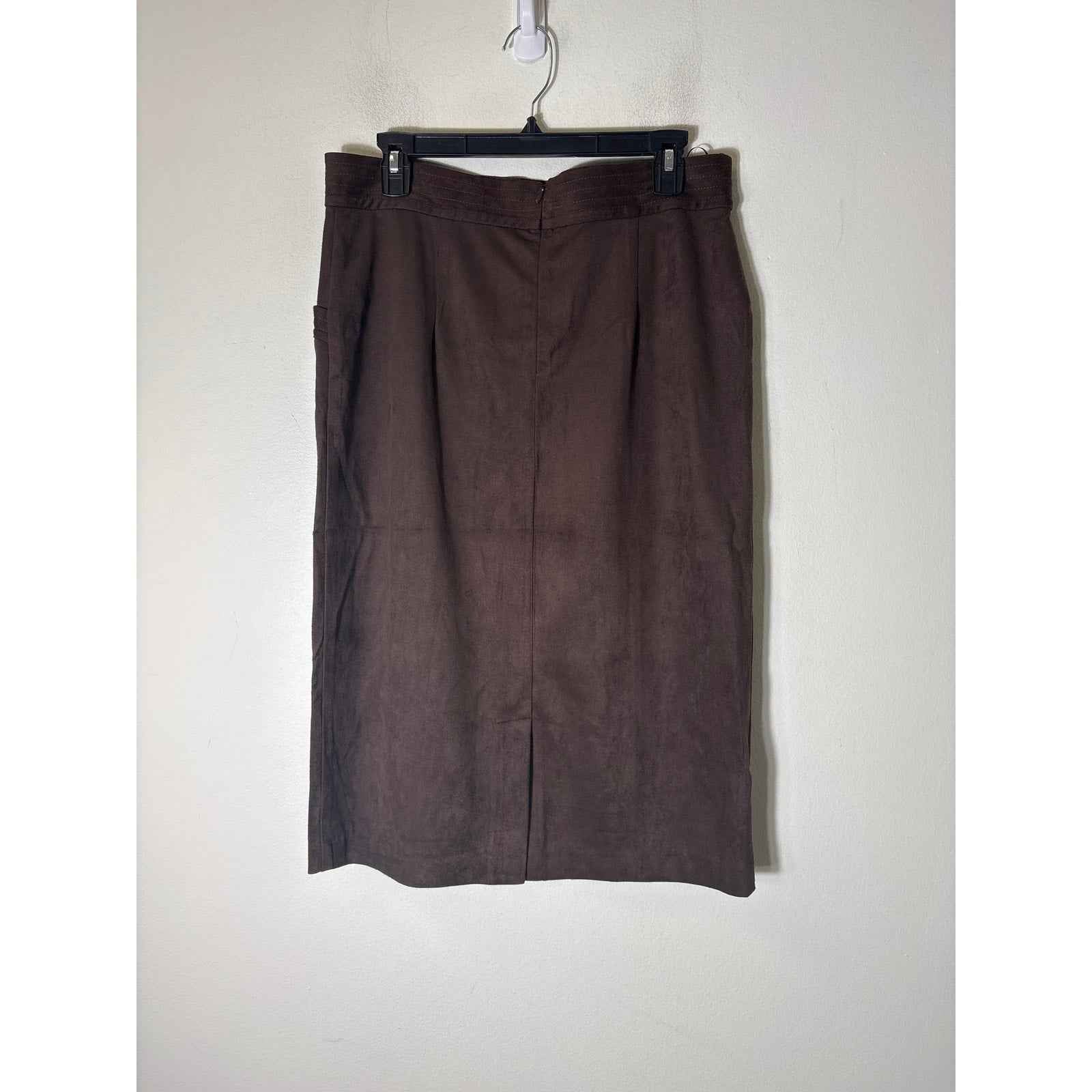 J. McLaughlin Brown Faux Suede Midi Pencil Skirt Sz 12