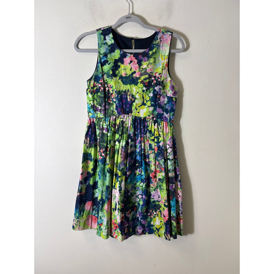 Zara Basic Floral Watercolor Sleeveless Mini Dress Sz S
