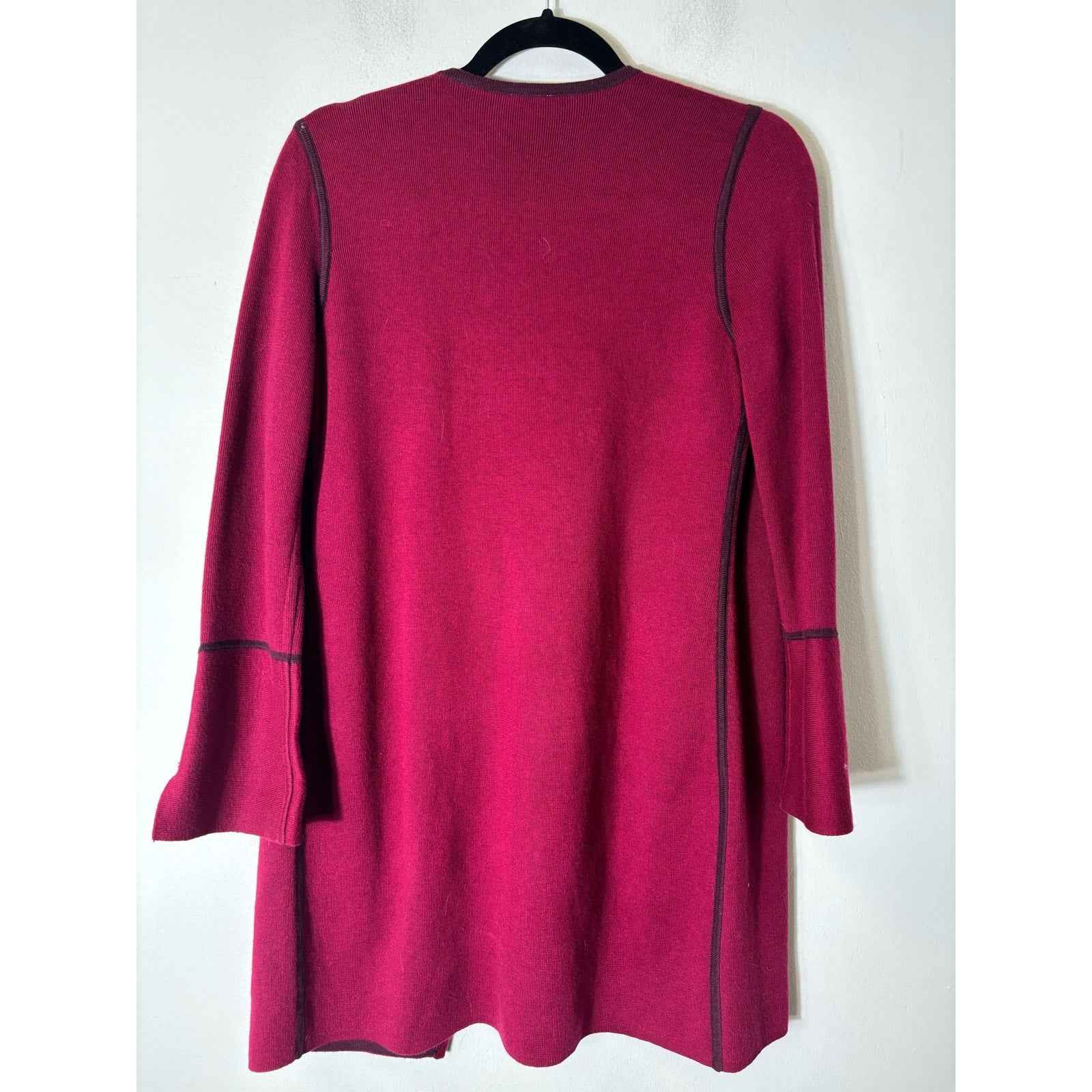 Chico's Red Maroon Long Knit Cardigan Long Sleeves Sz 0 (4)