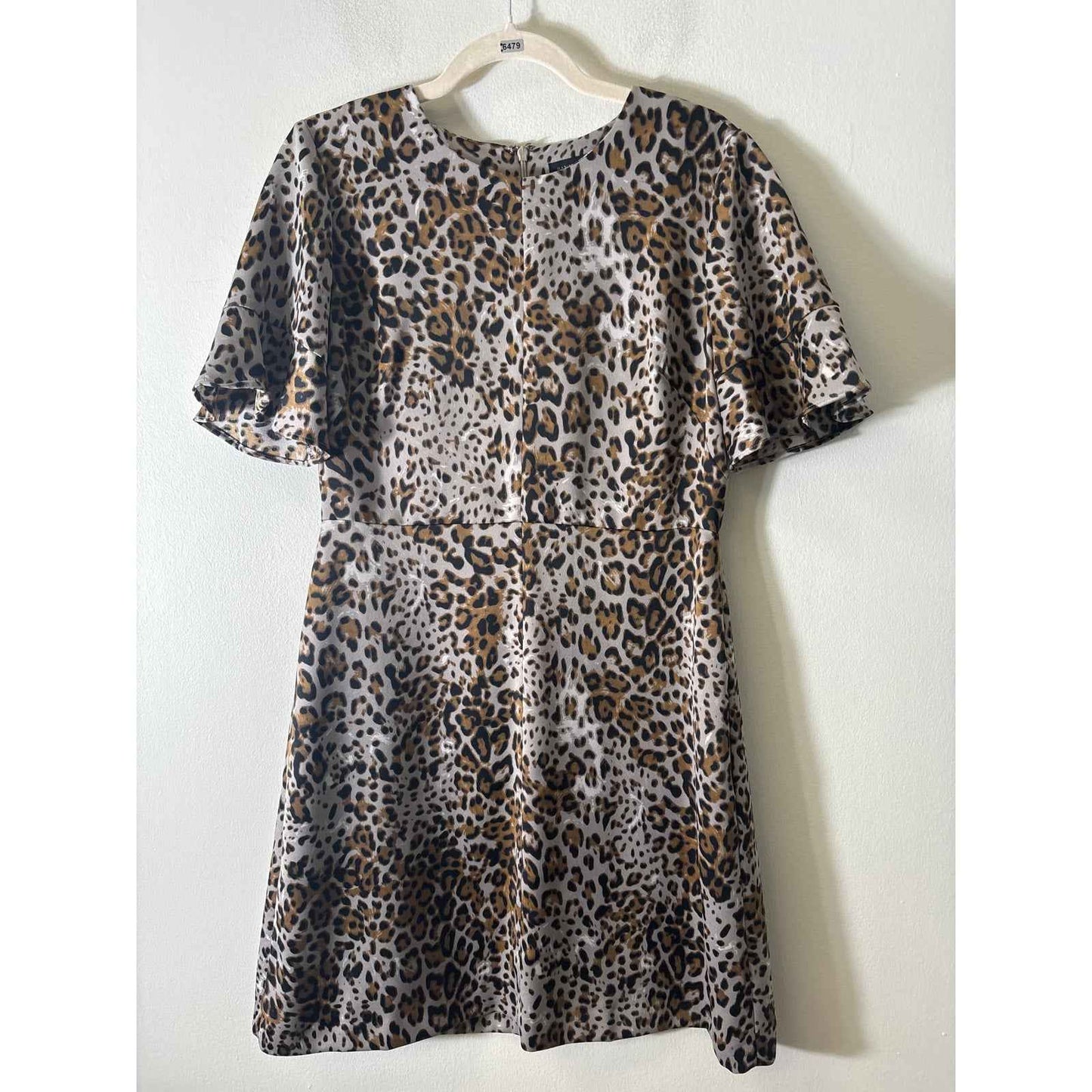 Banana Republic Silver Brown Cheetah Print Half Sleeve Knee Length Dress Sz 8