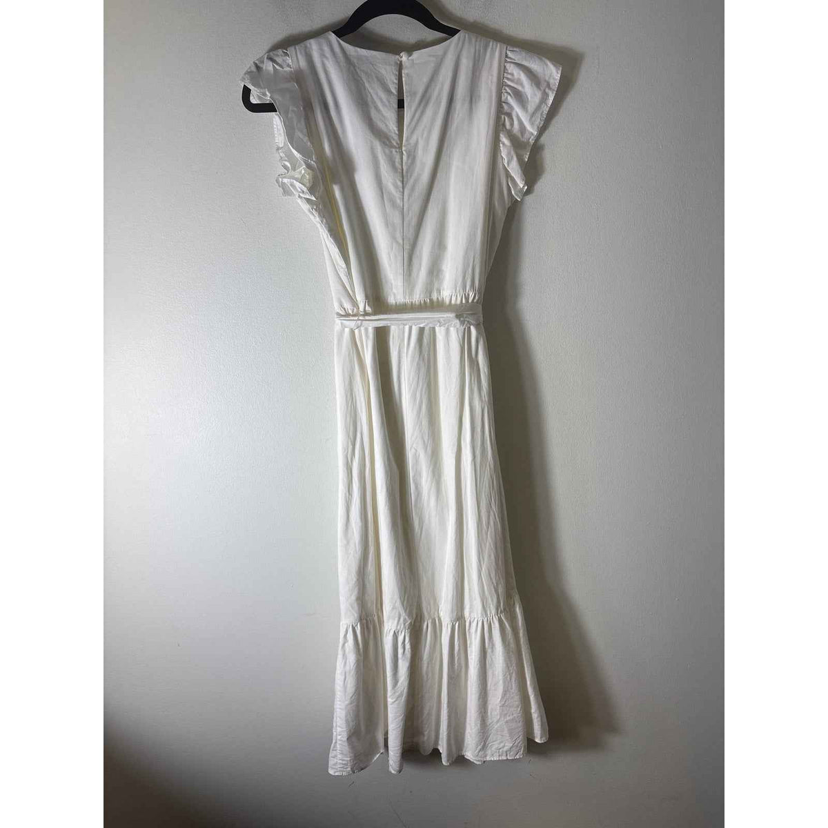 Ann Taylor Petite White Cotton Flutter Sleeve Maxi Dress Sz S