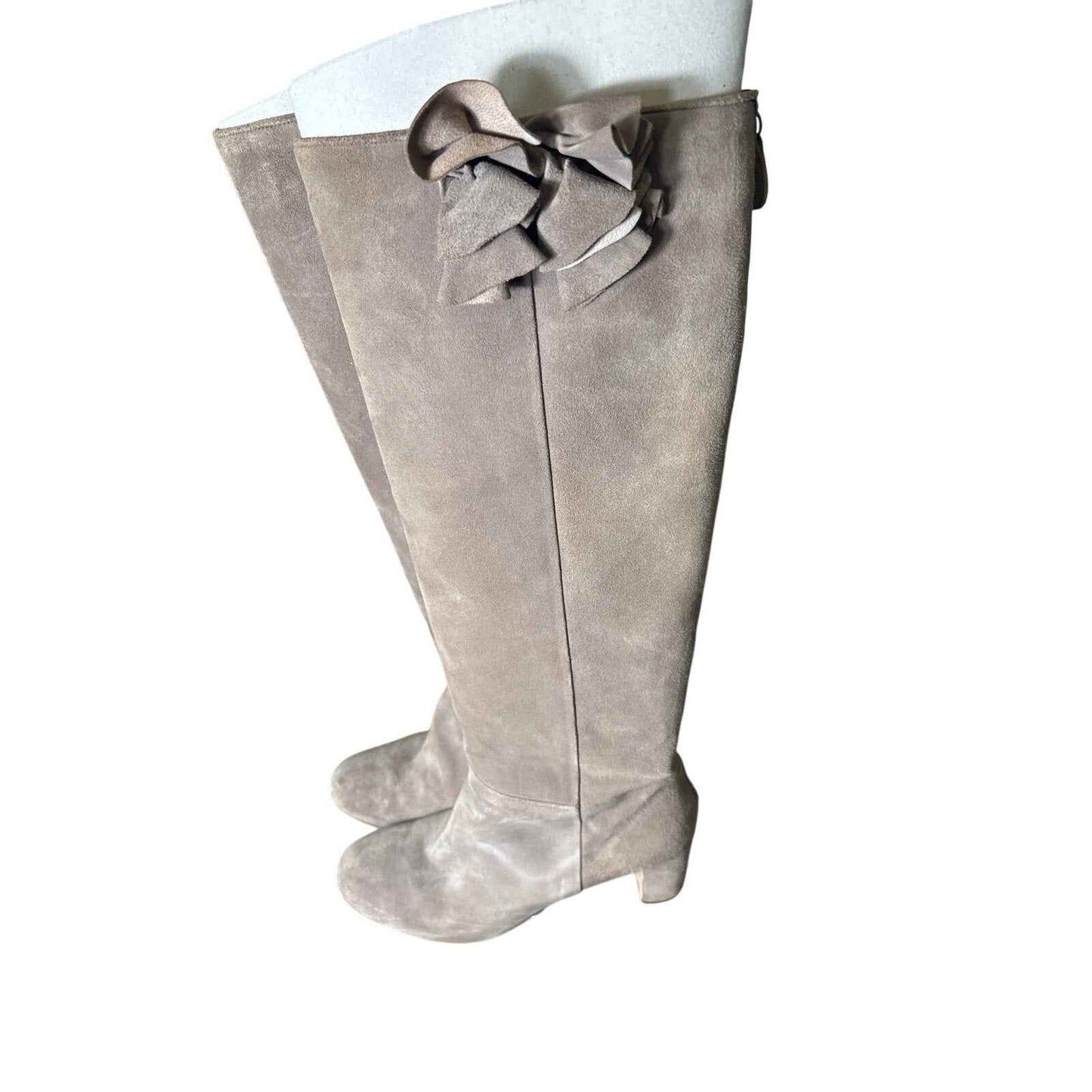 Twin-Set Light Brown Suede Knee High High Heel Boots Sz 40