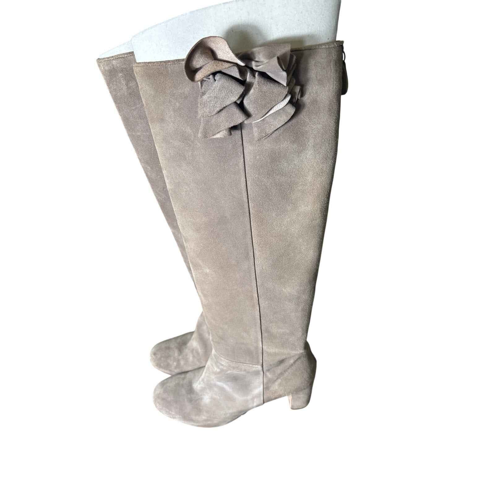 Twin-Set Light Brown Suede Knee High High Heel Boots Sz 40