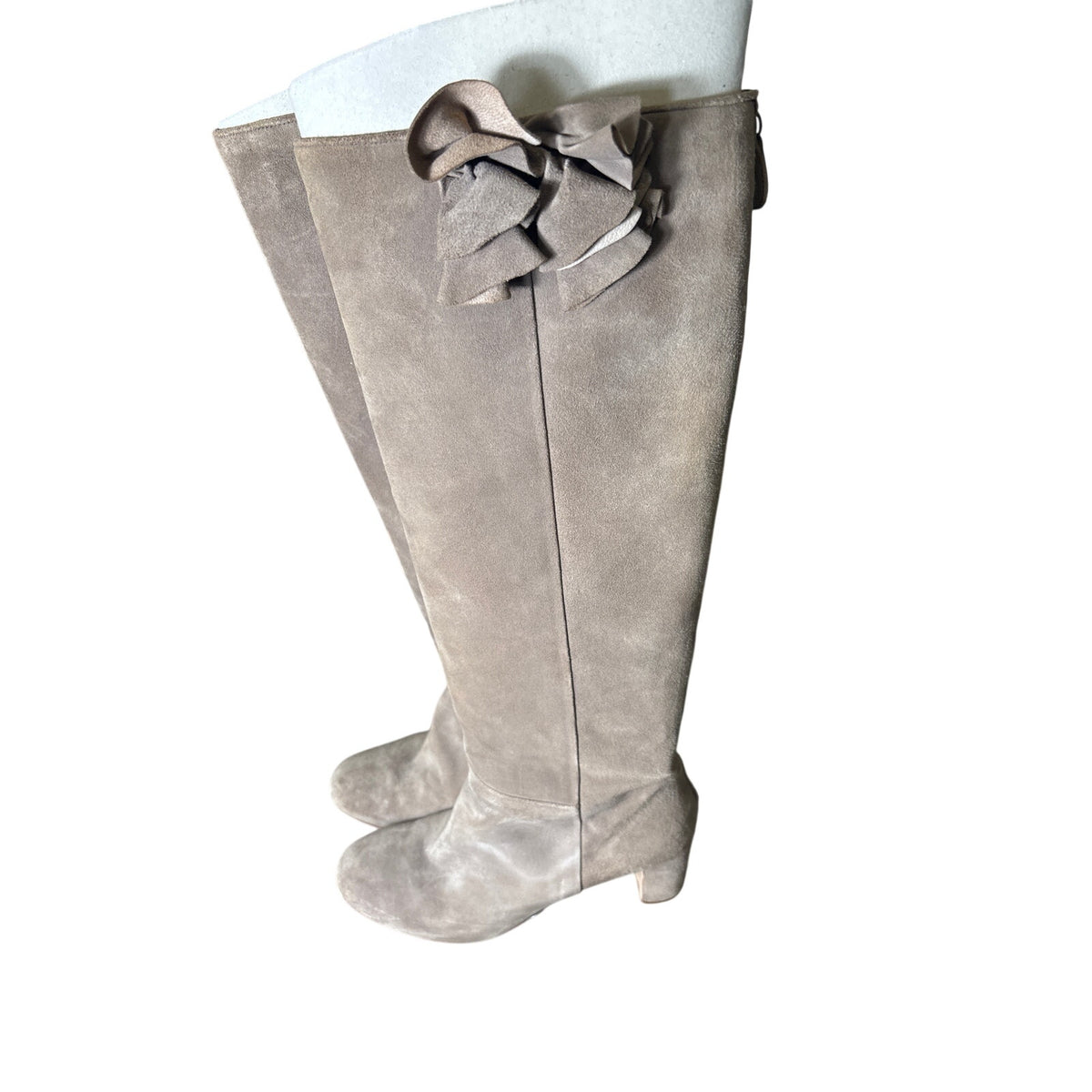 Twin-Set Light Brown Suede Knee High High Heel Boots Sz 40