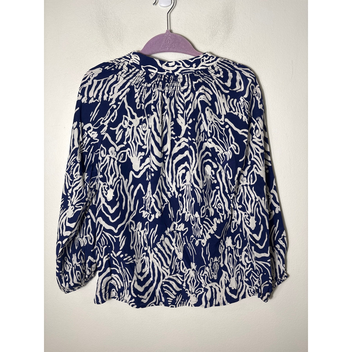 Lilly Pullitzer Blue and White Silk Blouse Sz XS