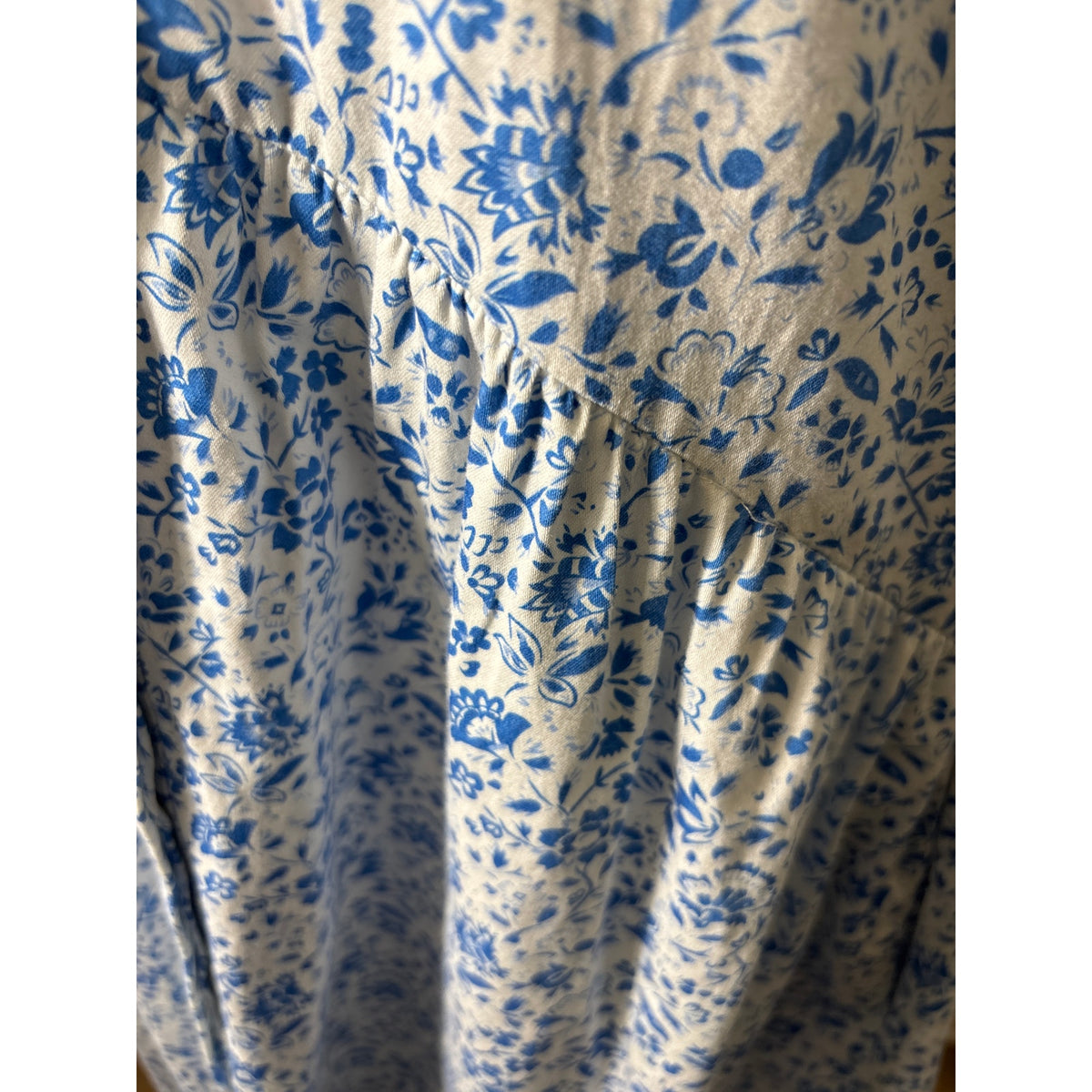 Tuckernuck White Blue 3/4 Sleeve Floral Knee Length Dress Sz M
