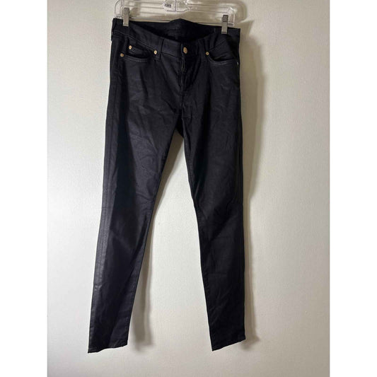 7 For All Mankind Black Waxxed Denim Sz 31
