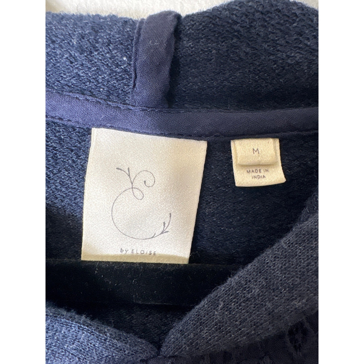 By Eloise Navy Hooded Mixed Media Sweatshirt Sz M