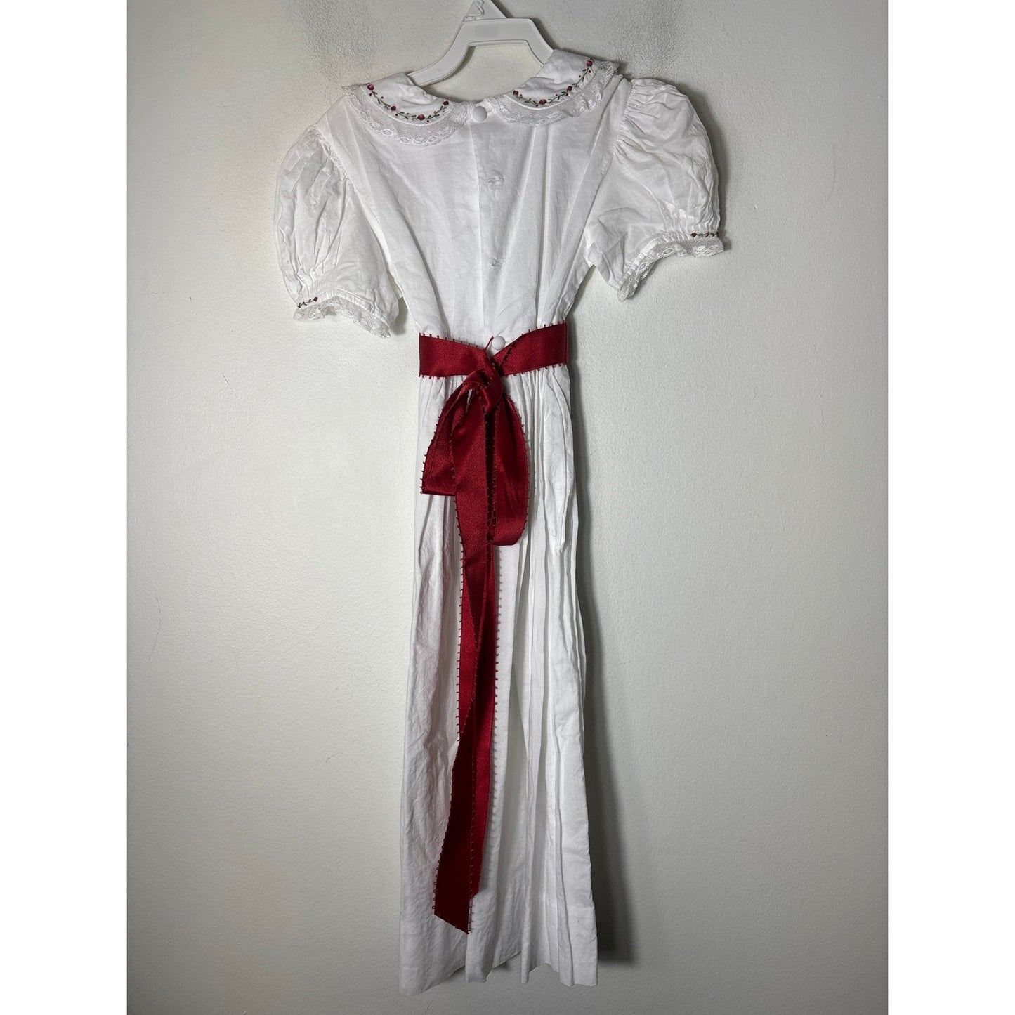 Girls Vintage Orient Expressed Inc. White Embroidered Collar Dress Sz 7